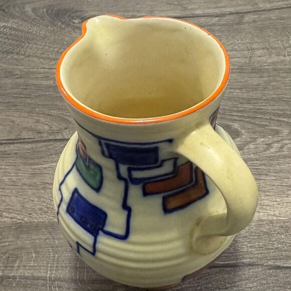 VTG Swansea Ware Flora Art Deco Geometric Pottery Jug Pitcher Wardle's England - Picture 6 of 10